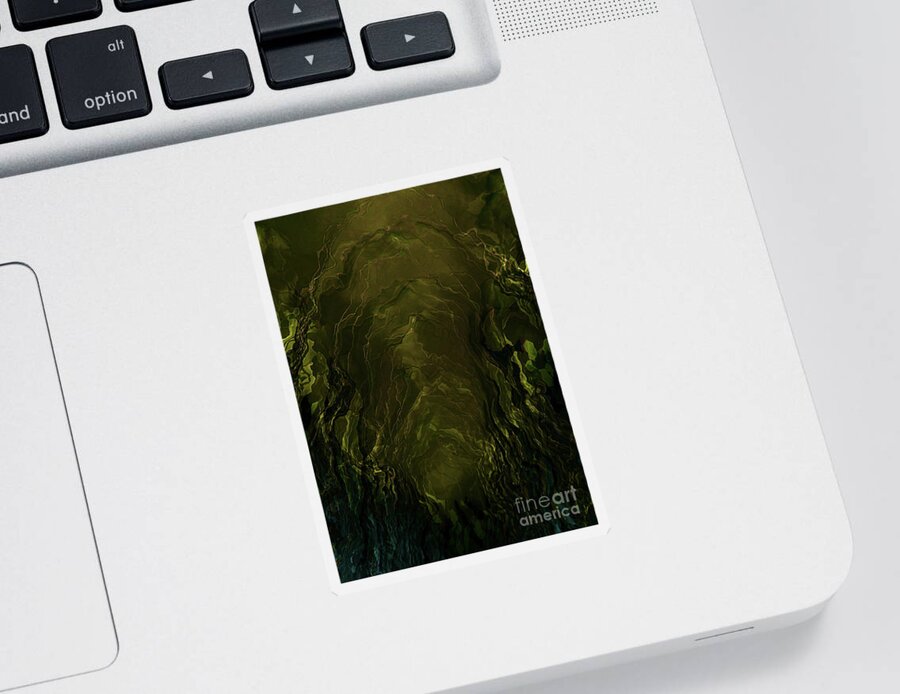 Natural Sticker featuring the digital art Organic Gothic in Greens by Neece Campione