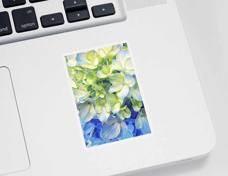 Hydrangea Sticker featuring the painting Out of the Blue by Sandy Haight