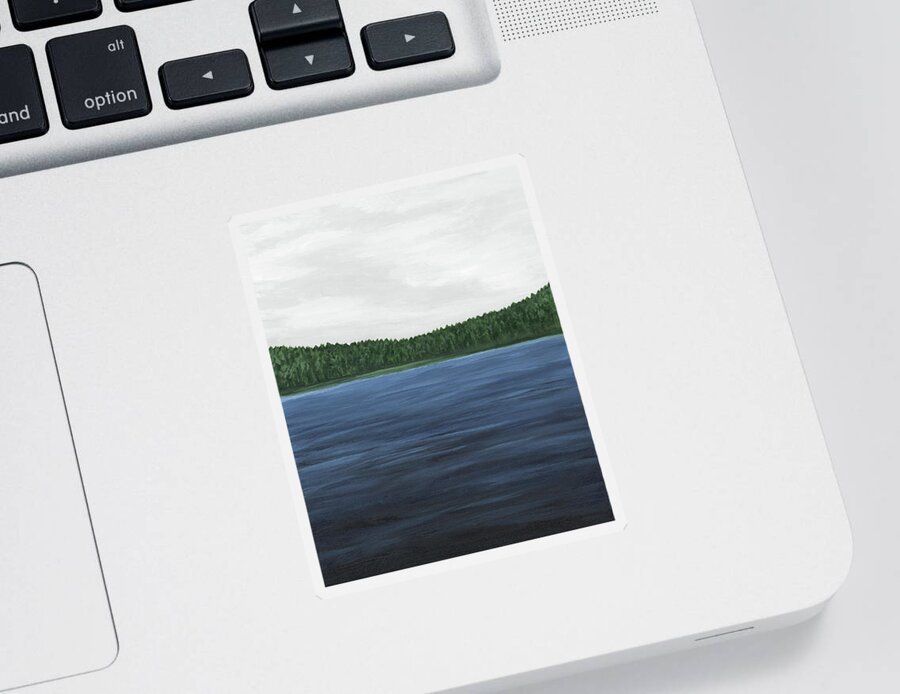 Navy Blue Sticker featuring the painting Out on the Lake by Rachel Elise
