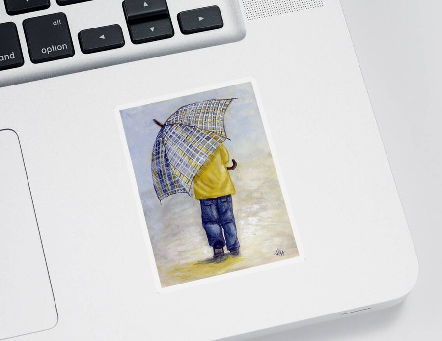Rain Sticker featuring the painting Oversized Umbrella by Kelly Mills
