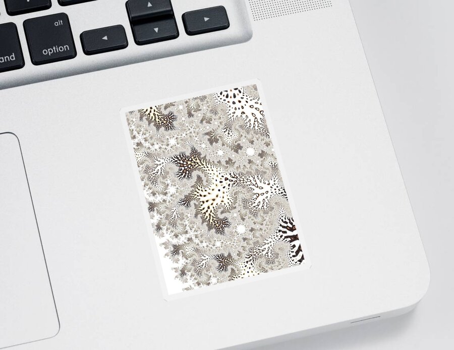 Fractal Sticker featuring the digital art Owl Feather #2 by Mary Ann Benoit