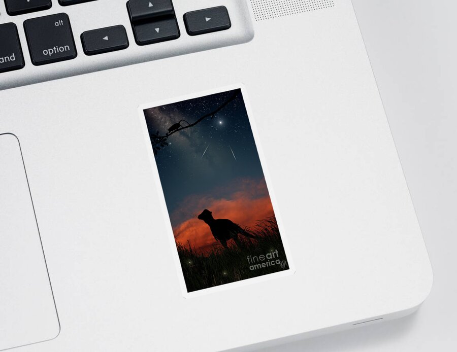 Dinosaur Sticker featuring the digital art Pachycephalosaurus at dusk by Julius Csotonyi