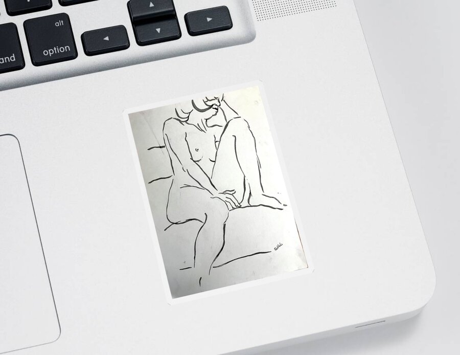 Life Drawing Sticker featuring the drawing Page girl by M Bellavia