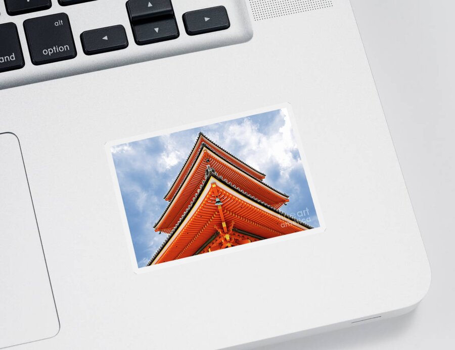 Temple Sticker featuring the photograph Pagoda roof, Kiyomizu-dera temple, Kyoto, Japan by Jane Rix