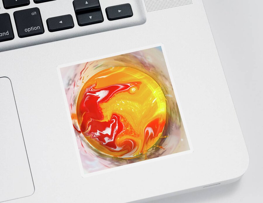 Paint Sticker featuring the photograph Paint in Plastic Cup Acrylic Pouring Leftover 02 by Matthias Hauser