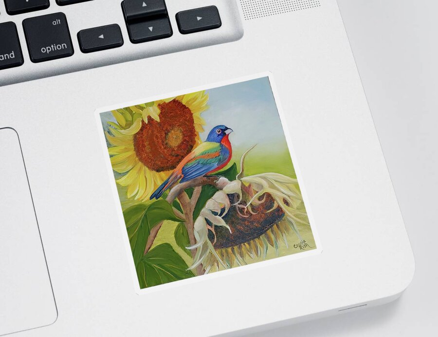 Painted Bunting Bird Sticker featuring the painting Painted Bird by Connie Rish