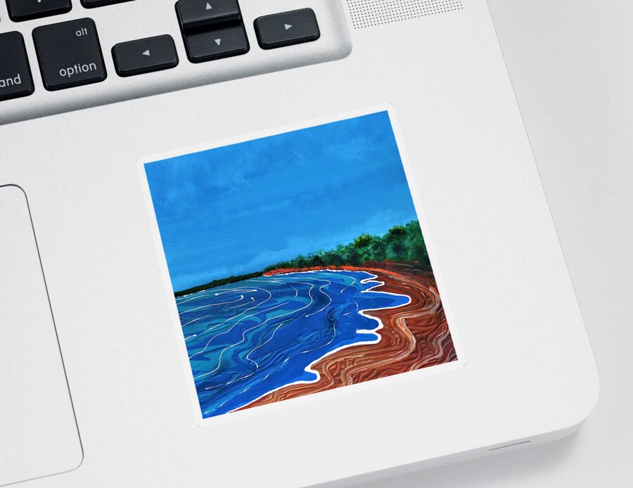 View Sticker featuring the painting Painted View Towards Evans Landing by Joan Stratton