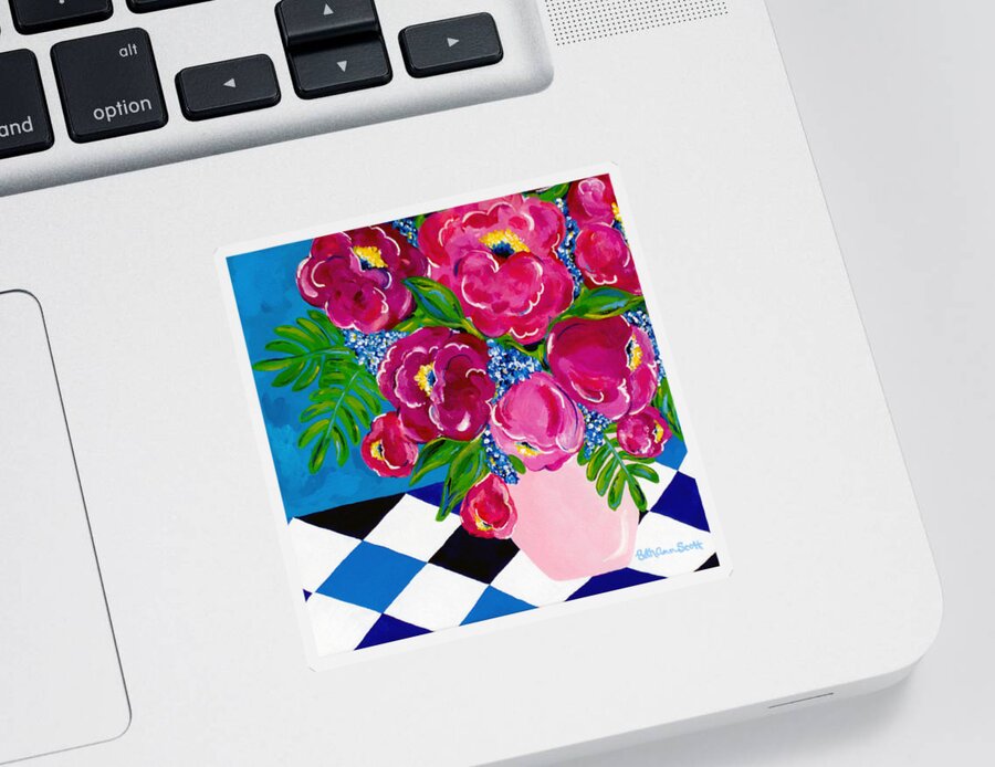 Floral Sticker featuring the painting Pale Pink Vase by Beth Ann Scott