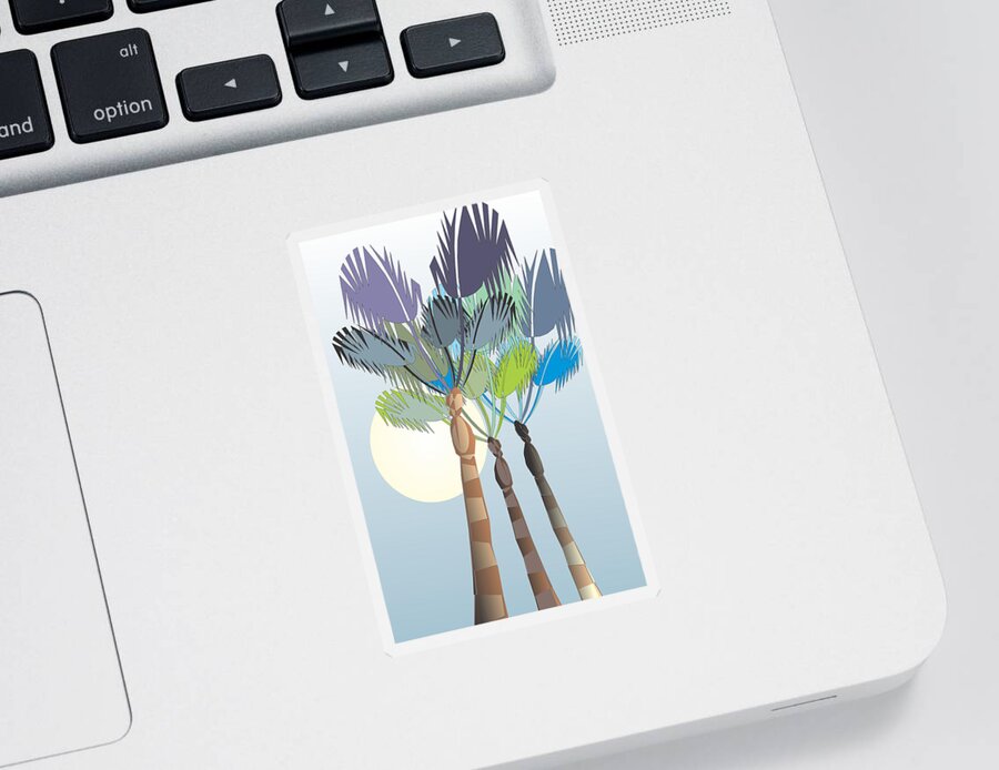 Palm Tree Sticker featuring the digital art Palm Tree Blue by Ted Clifton