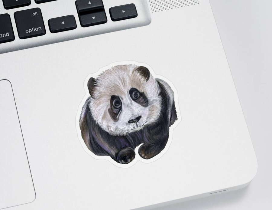 Panda Sticker featuring the drawing Panda by Maria Sibireva