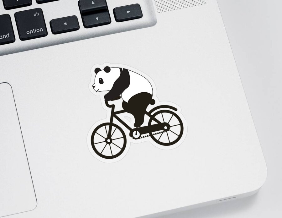 3 Panda Riding Bicycle Vinyl Stickers 