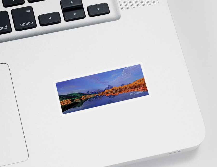 Dave Wellling Sticker featuring the photograph Panorama Fall Morning Oxbow Bend Grand Tetons by Dave Welling