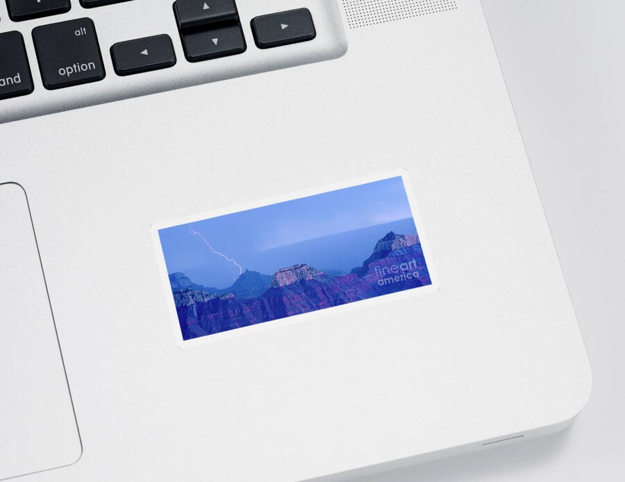 Dave Welling Sticker featuring the photograph Panorama Lightning Strike North Rim Grand Canyon Np Ar by Dave Welling