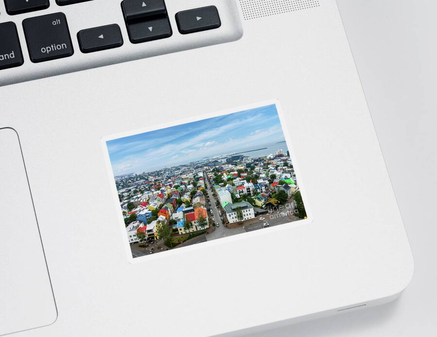 Reykjavik Sticker featuring the photograph Panorama of Reykjavik, Iceland by Delphimages Photo Creations