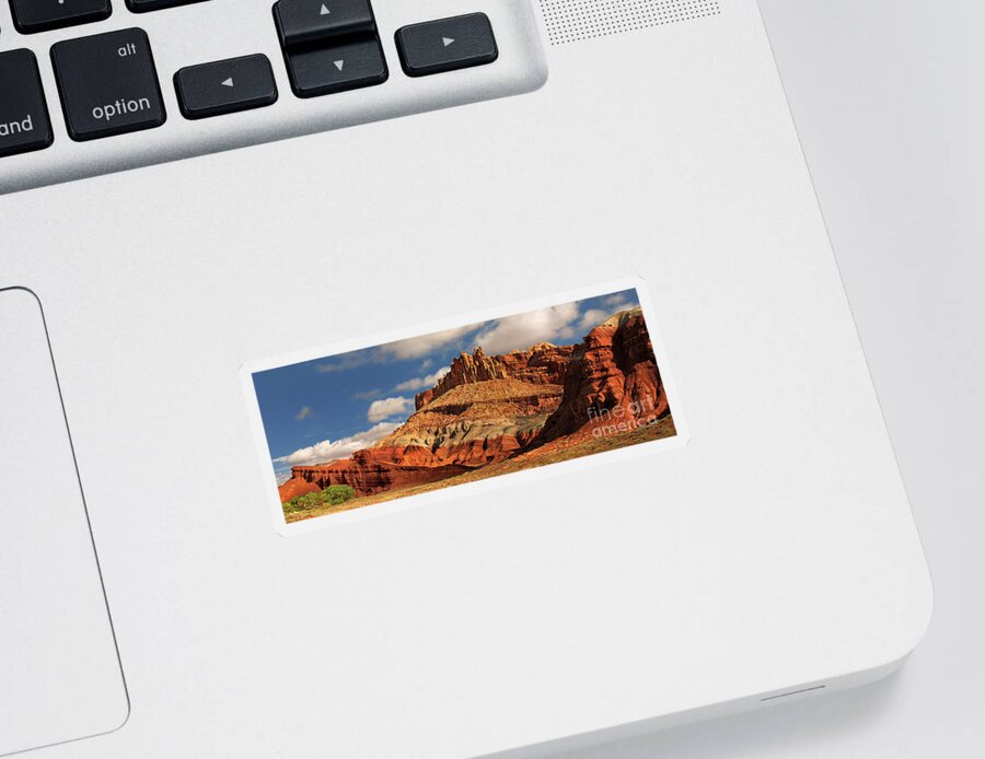 Dave Welling Sticker featuring the photograph Panoramic The Castle Formation Capitol Reef National Park by Dave Welling