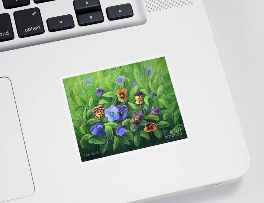 Pansies Sticker featuring the painting Pansies for Barbara by Sarah Irland