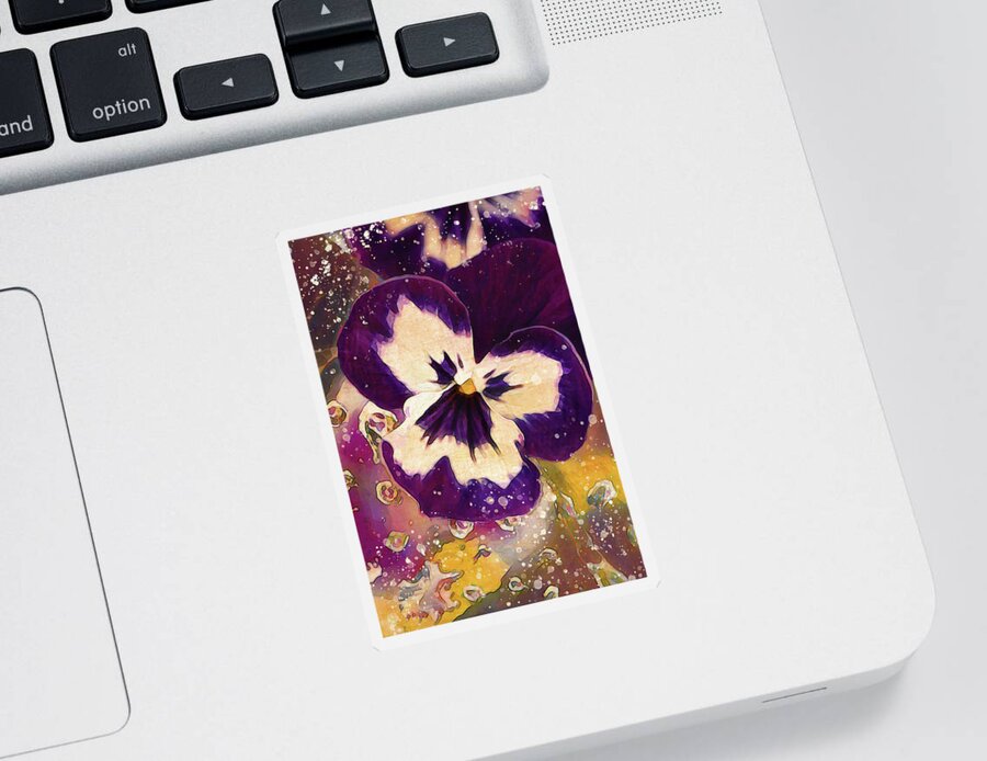 Pansy Sticker featuring the photograph Pansy and dewdrops by Vanessa Thomas