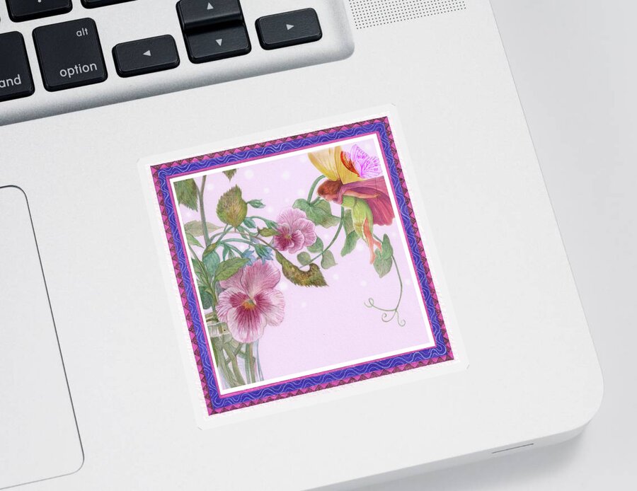 Flower Fairy Sticker featuring the painting Pansy Flower Fairy by Judith Cheng
