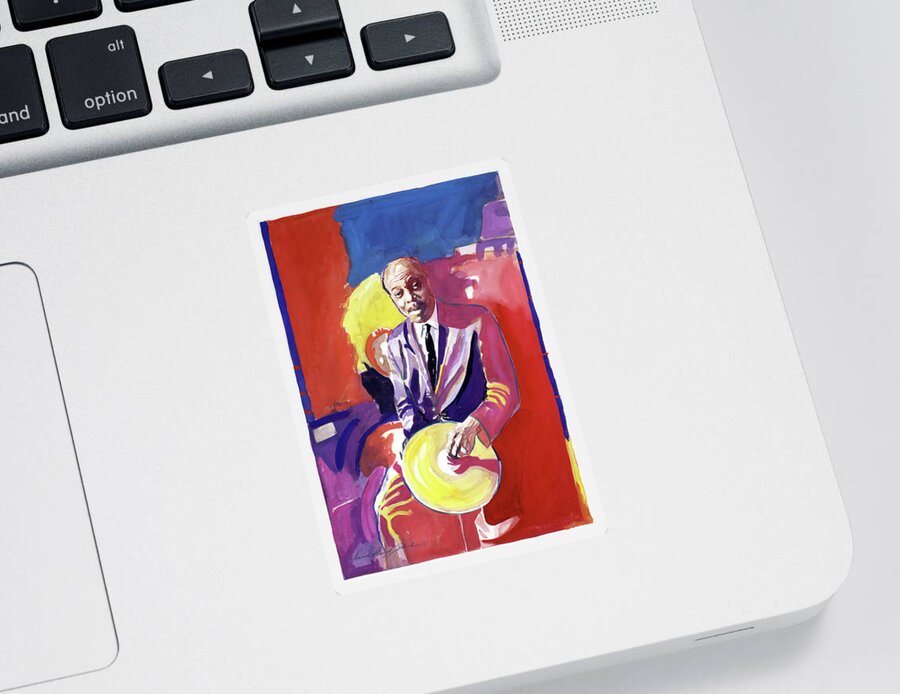 Jazz Sticker featuring the painting Papa Jo Jones by David Lloyd Glover
