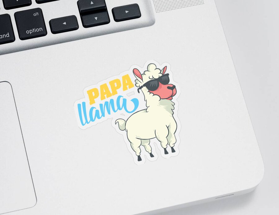 Llama Sticker featuring the digital art Papa Llama Alpaca Animal Lover Fathers Day Gift by Haselshirt