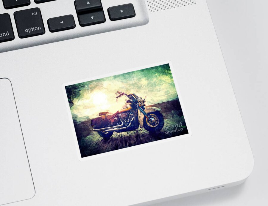 Motorcycle Sticker featuring the digital art Parked Motorcycle by Phil Perkins