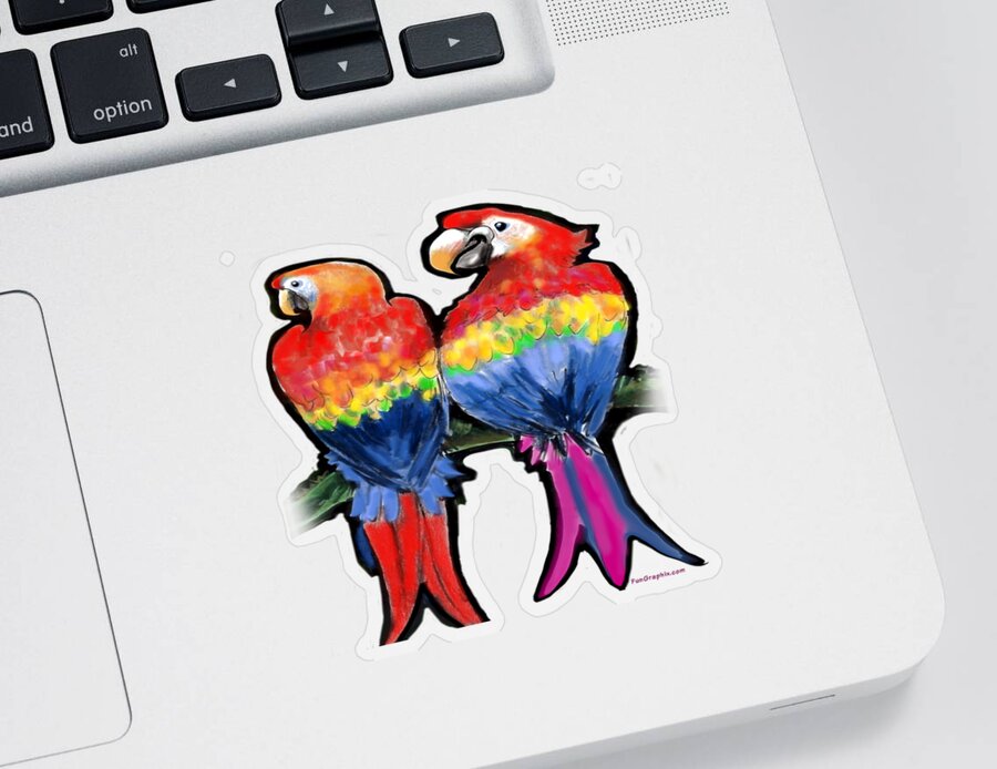 Parrot Sticker featuring the painting Parrots by Kevin Middleton