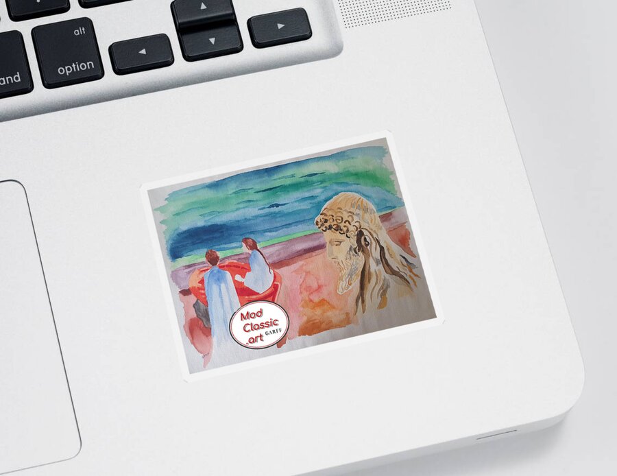 Masterpiece Paintings Sticker featuring the painting Past and Future ModClassic Art by Enrico Garff