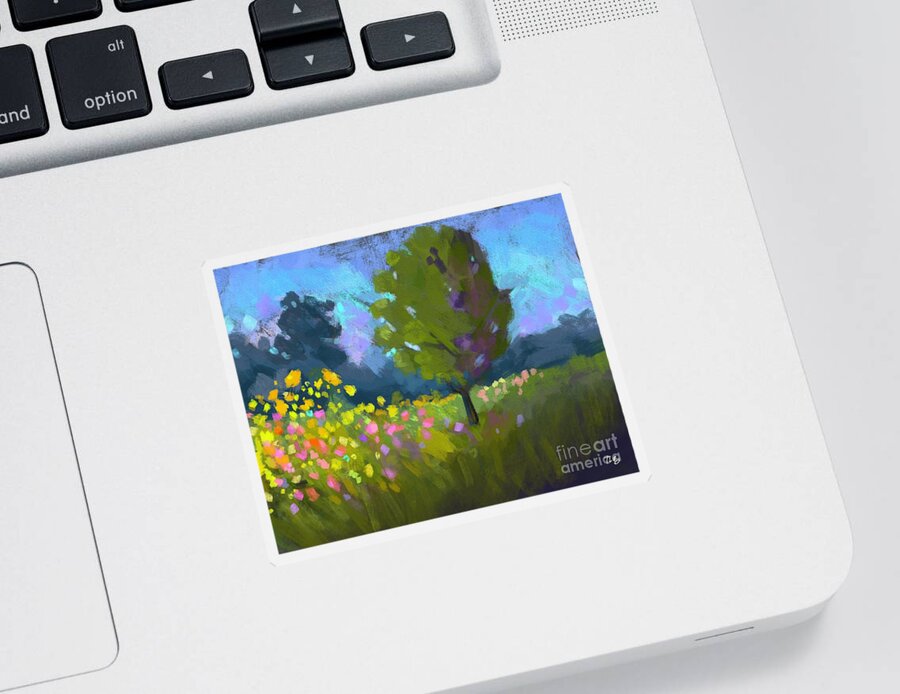 Pastel Sticker featuring the painting Pastel Landscape by Tammy Lee Bradley