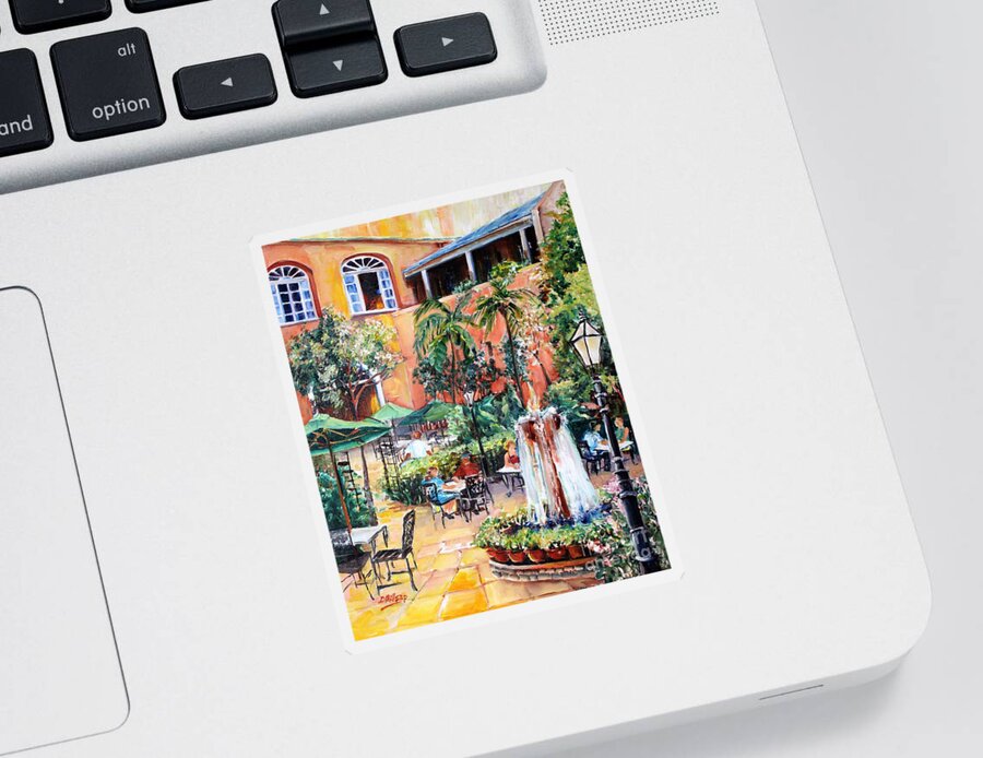 New Orleans Sticker featuring the painting Pat O'Brien's Courtyard by Diane Millsap