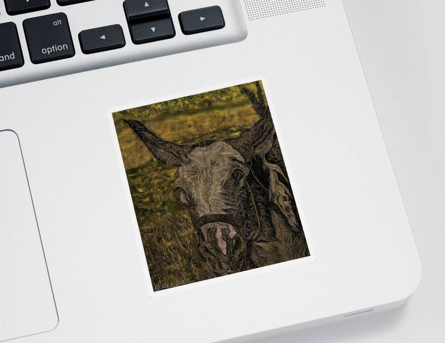 Donkey Sticker featuring the digital art Patches by Angela Weddle