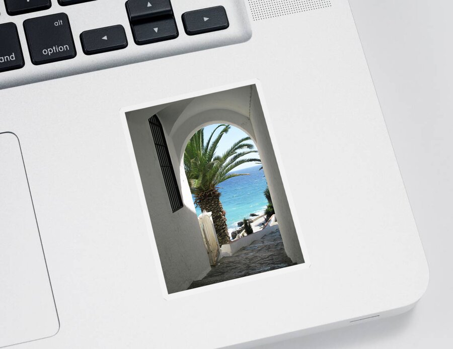 Spain Sticker featuring the digital art Path to the beach in Nerja by Naomi Maya