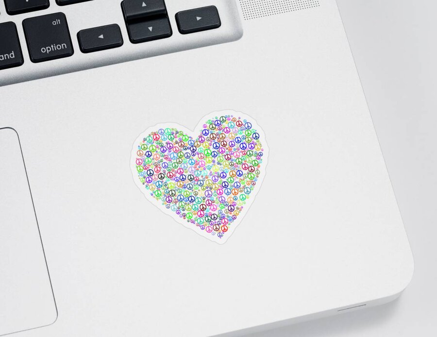 Funny Sticker featuring the digital art Peace And Love Peace Sign Heart by Flippin Sweet Gear