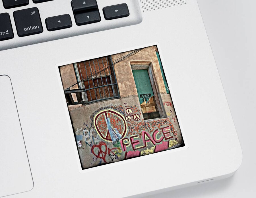 Back Alley Sticker featuring the photograph Peace, Baby by Carmen Kern