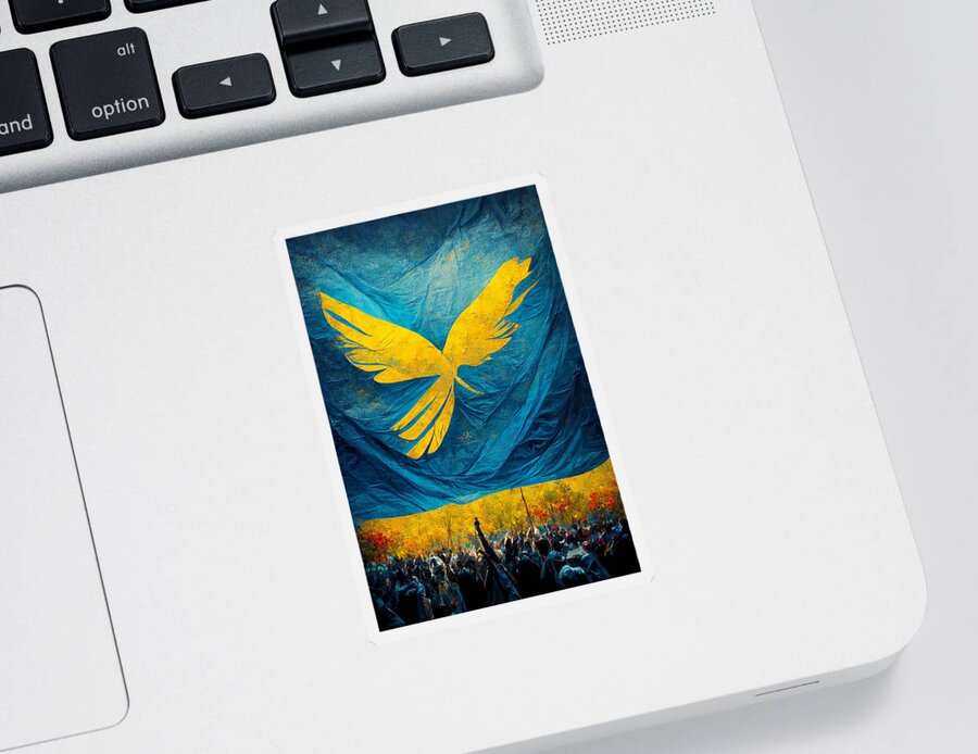 Angel Of Peace Sticker featuring the painting Peace for Ukraine by Vart