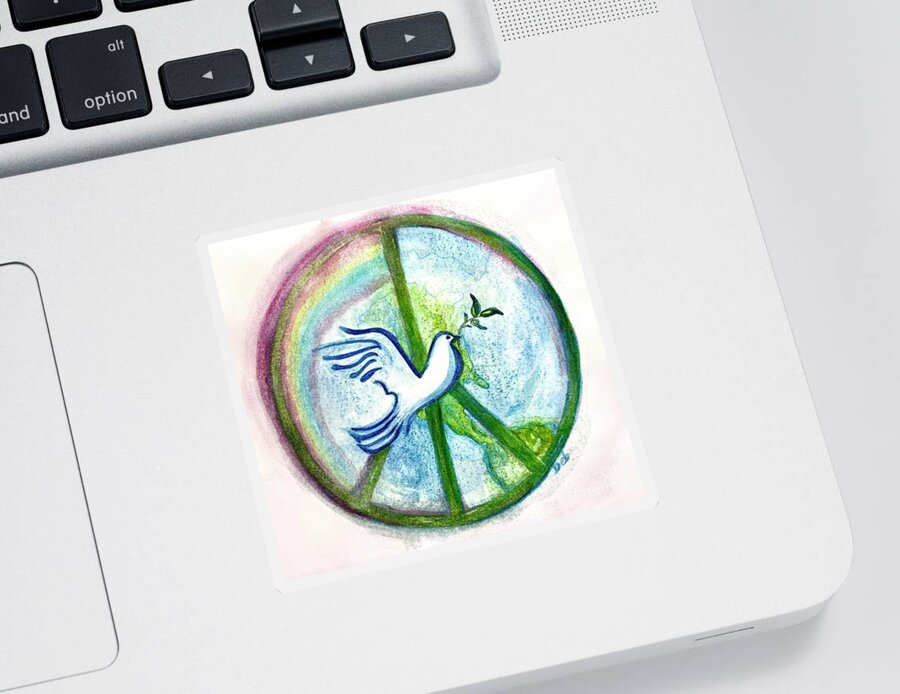Peace Sign Sticker featuring the painting Peace on Earth by Deb Stroh-Larson