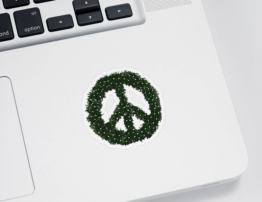 Christmas 2023 Sticker featuring the digital art Peace Wreath by Flippin Sweet Gear