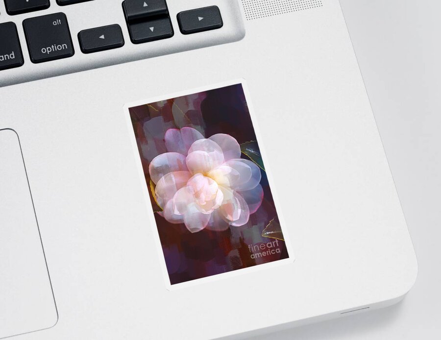Peaceful Camellia Sticker featuring the digital art Peaceful Camellia by Joy Watson