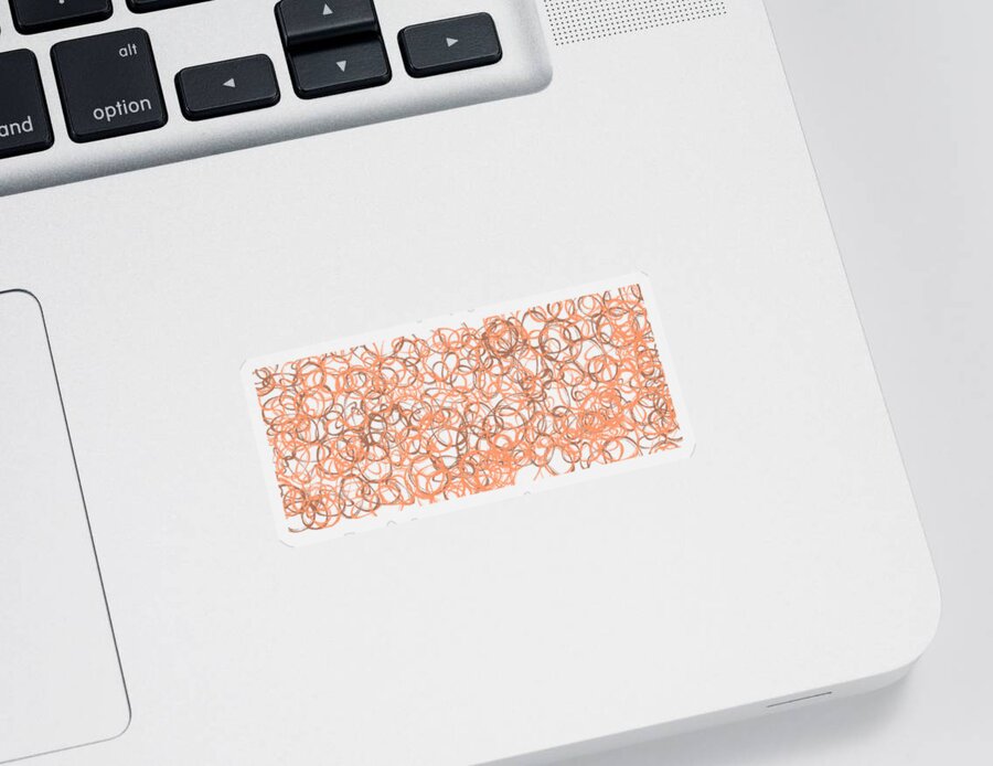 Abstract Sticker featuring the digital art Peach and brown loops by Bentley Davis