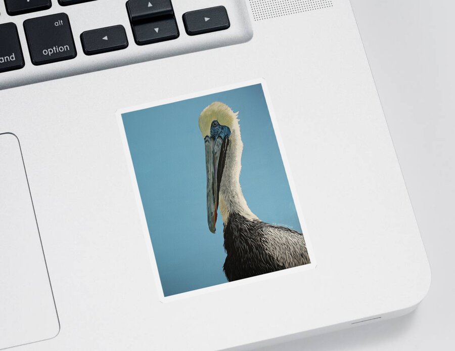 Pelican Sticker featuring the painting Pelicanus Magnificus by Heather E Harman
