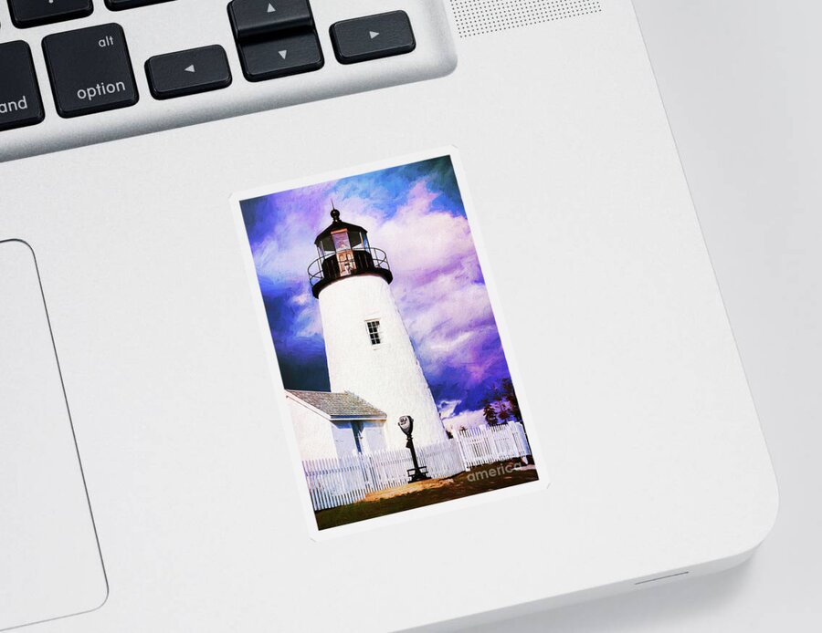 Pemaquid Point Sticker featuring the photograph Pemaquid Point Lighthouse Painterly by Anita Pollak