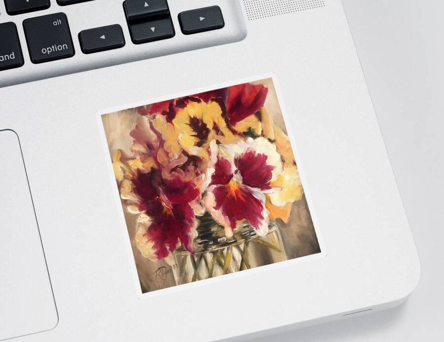 Flowers Sticker featuring the painting Pensee by Roxanne Dyer