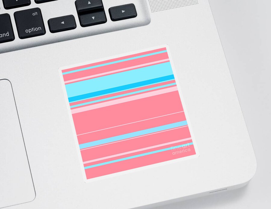 Pink Sticker featuring the digital art Peppermint Blue by Wade Hampton