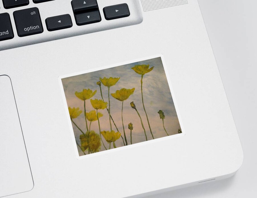 Wild Flowers Sticker featuring the painting Petalled Yellow by Jen Shearer