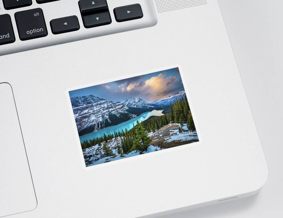 Alberta Sticker featuring the photograph Peyto Lake Winter by Inge Johnsson