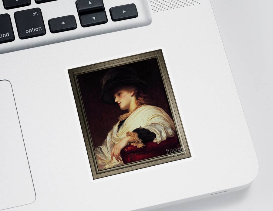 Phoebe Sticker featuring the painting Phoebe by Frederic Leighton by Rolando Burbon