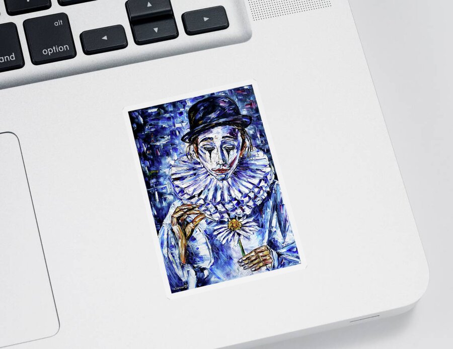 Pierrot Sticker featuring the painting Pierrette by Mirek Kuzniar