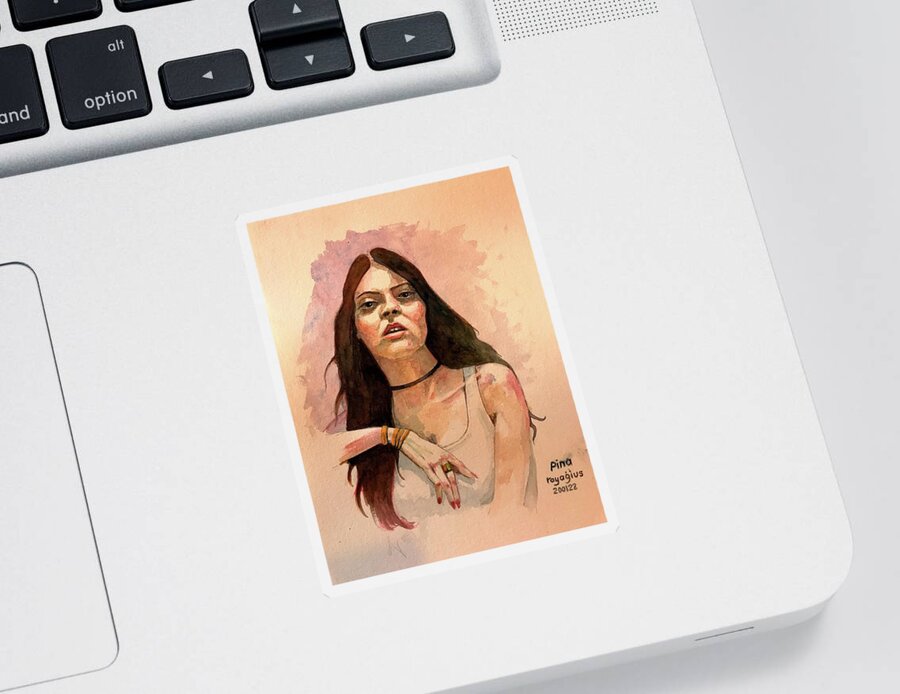 Female Sticker featuring the painting Pina by Ray Agius
