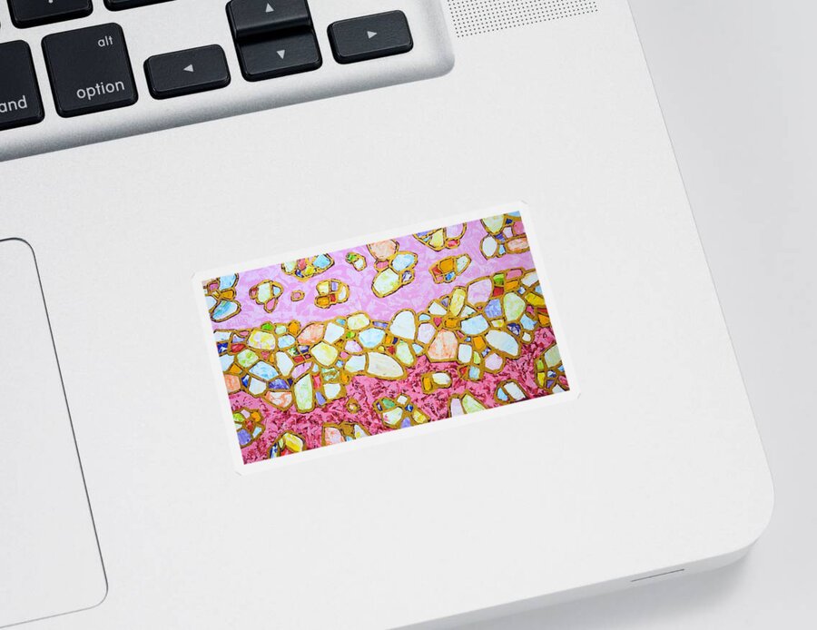 Stones Sticker featuring the painting Pink and gold 2 by Iryna Kastsova
