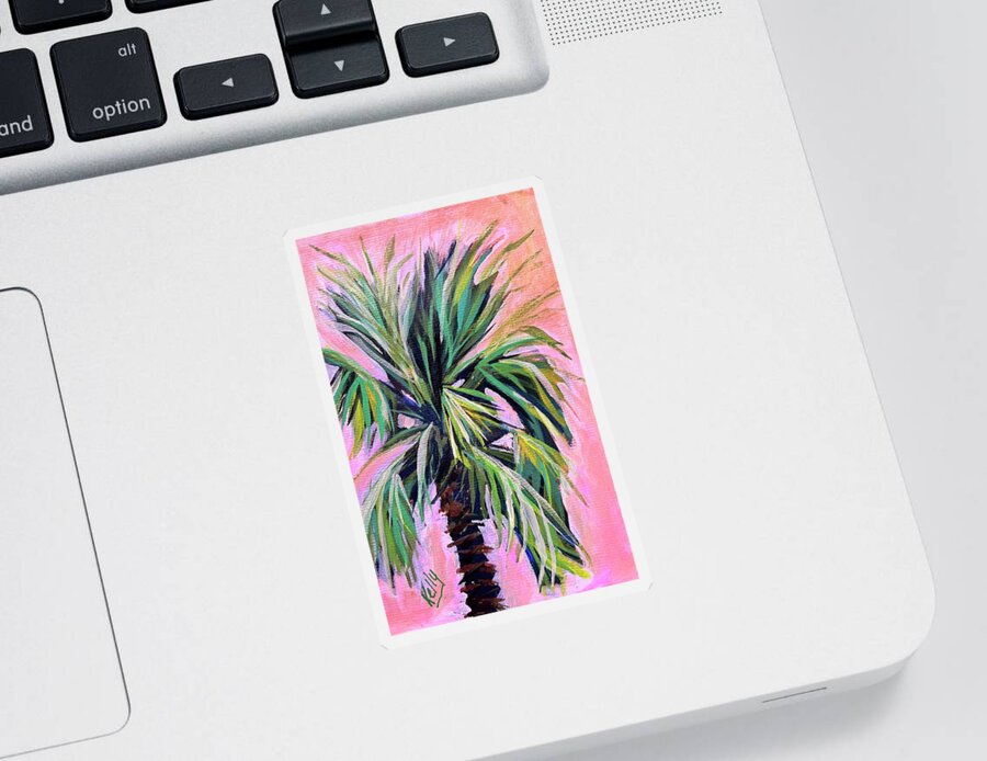 Palm Sticker featuring the painting Pink by Kelly Smith