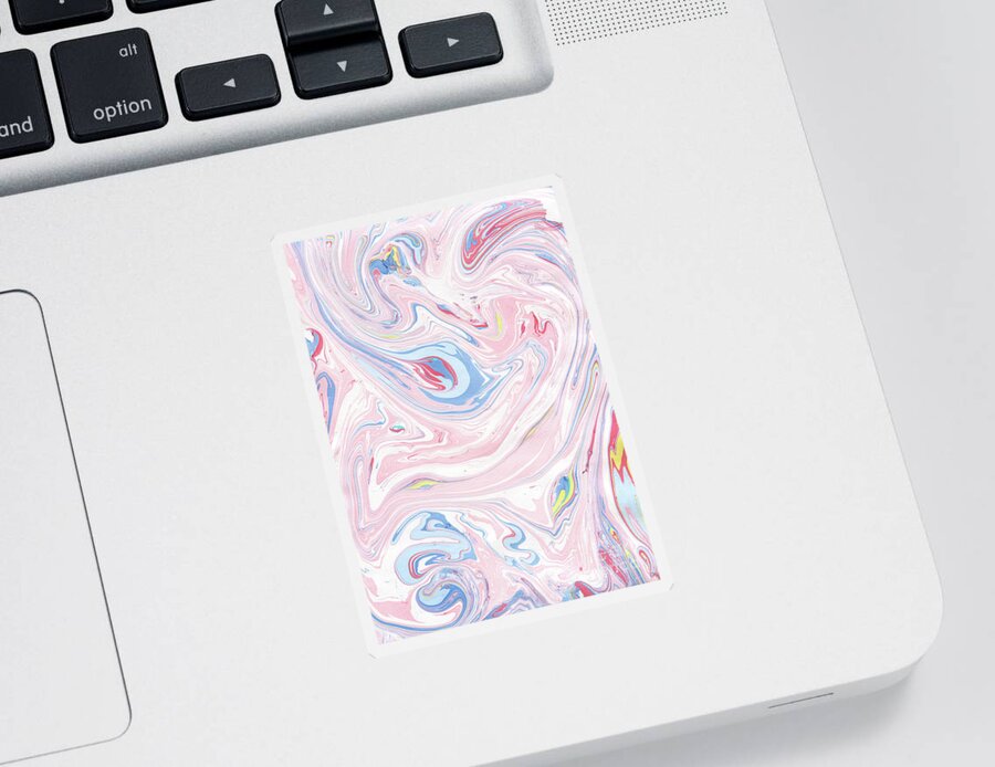 Marble Sticker featuring the painting Pink Marble Pastel Blush Painting by Modern Art